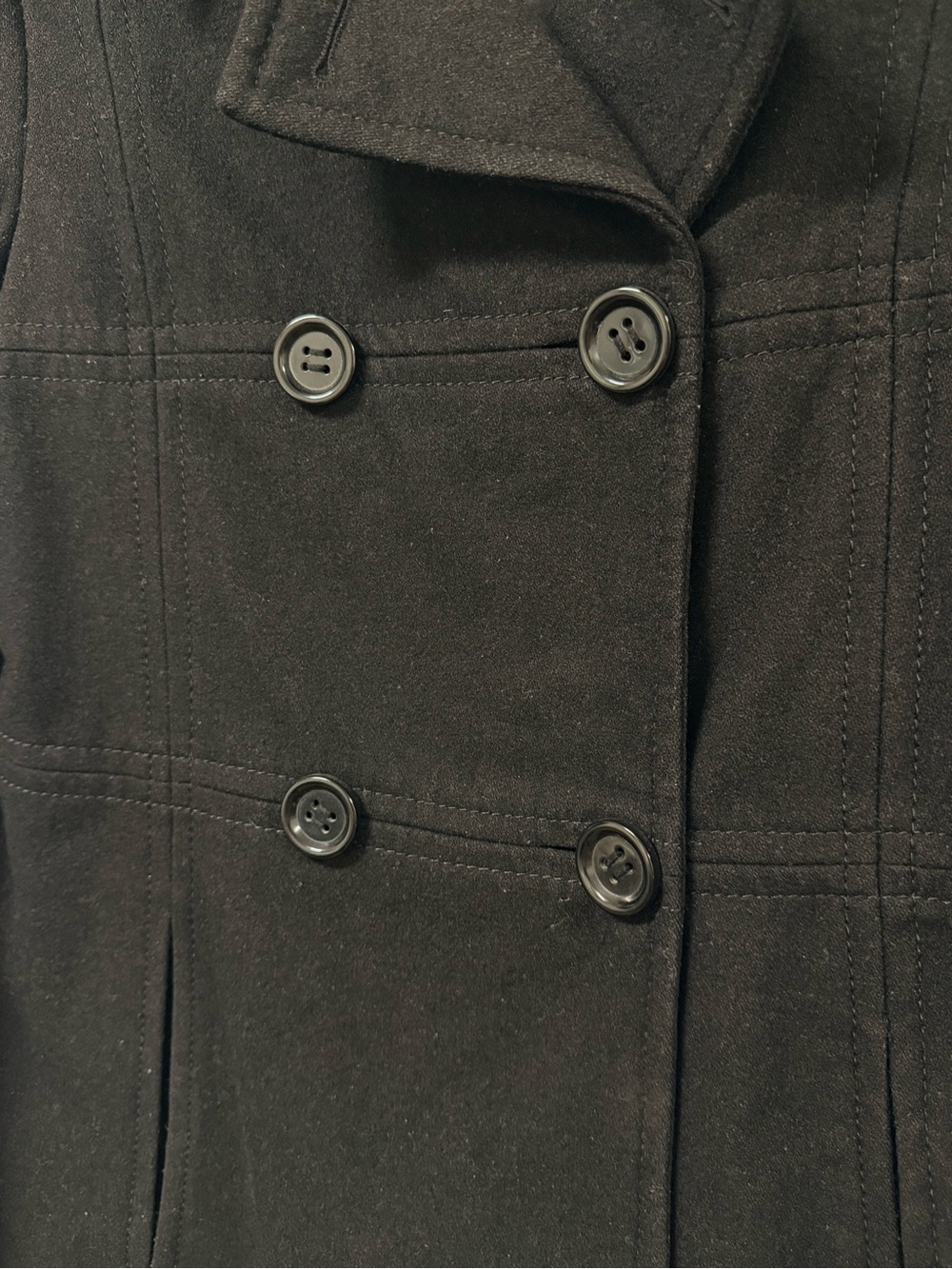 Marvin Richards Women's Black Pea Coat - Picture 2 of 11
